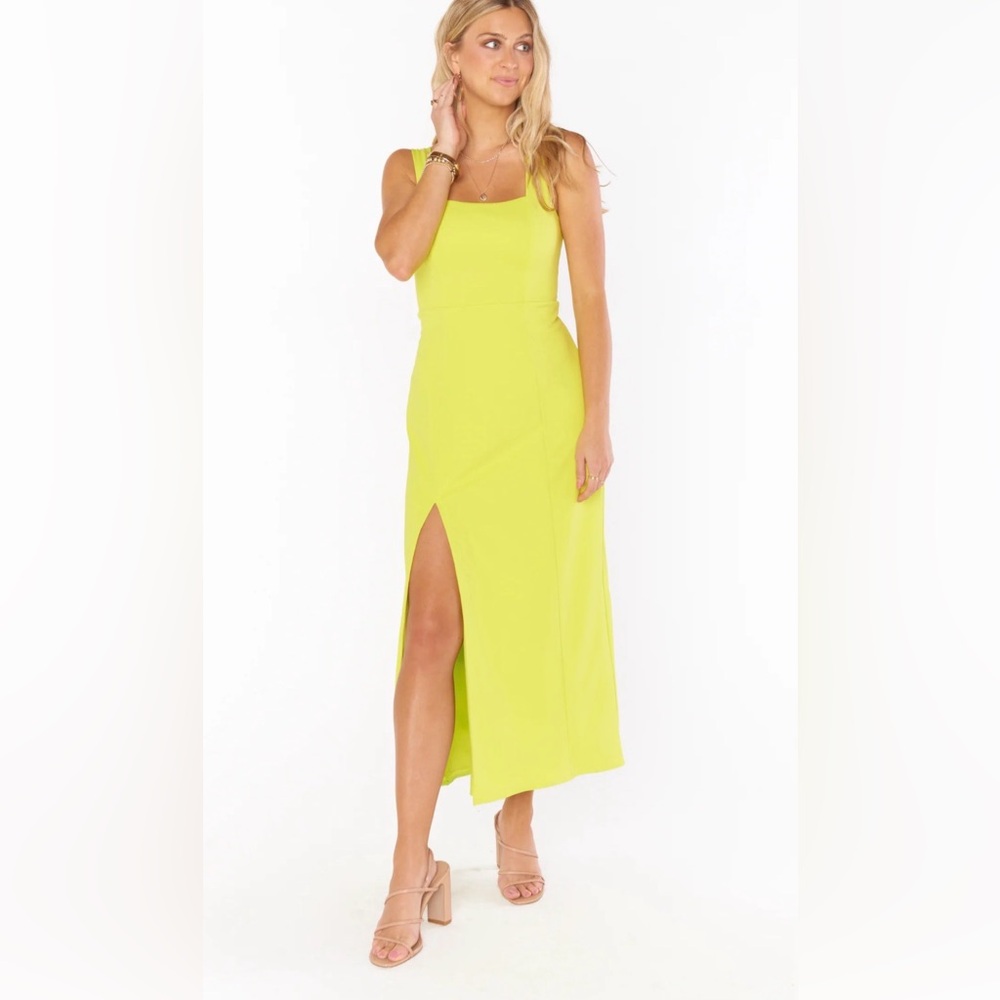 BOLD Show Me Your Mumu Eden midi neon L citrine bodycon dress.